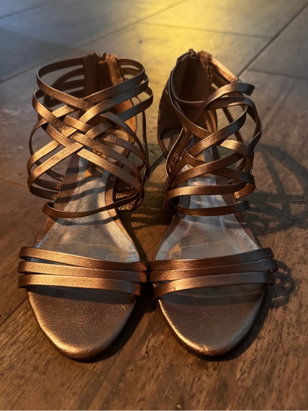 Strappy Metallic Bronze Gladiator Sandals for Women